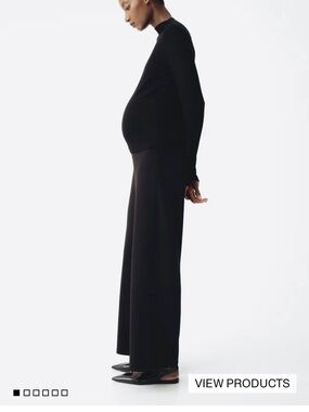 Maternity Wide-Leg Knit Pants — Black
